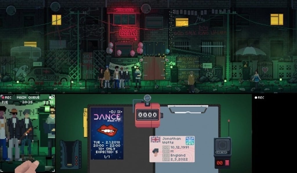 In the video game Not Tonight, set in a bleak post-Brexit Britain, gamers play the role of a nightclub doorman who has recently lost his British nationality and is forced to do odd jobs to meet the demands of an authoritarian government. Photo: PanicBarn In the video game Not Tonight, set in a bleak post-Brexit Britain, gamers play the role of a nightclub doorman who has recently lost his British nationality and is forced to do odd jobs to meet the demands of an authoritarian government. Photo: PanicBarn