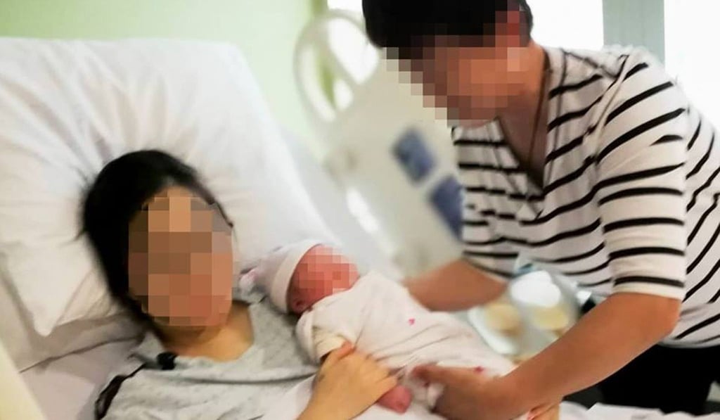 A new mother poses with her baby at Richmond Hospital in British Columbia, Canada, in a photo posted to Instagram by birth tourism operator, the Baoma Inn. There is no suggestion of wrongdoing by the Baoma Inn or its guests, with birth tourism perfectly legal in Canada. Photo: Instagram / Baoma Inn