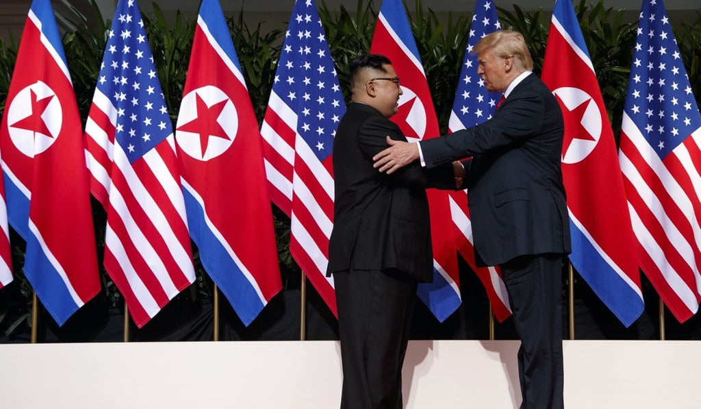 Donald Trump meets Kim Jong-un in Singapore. Photo: AP