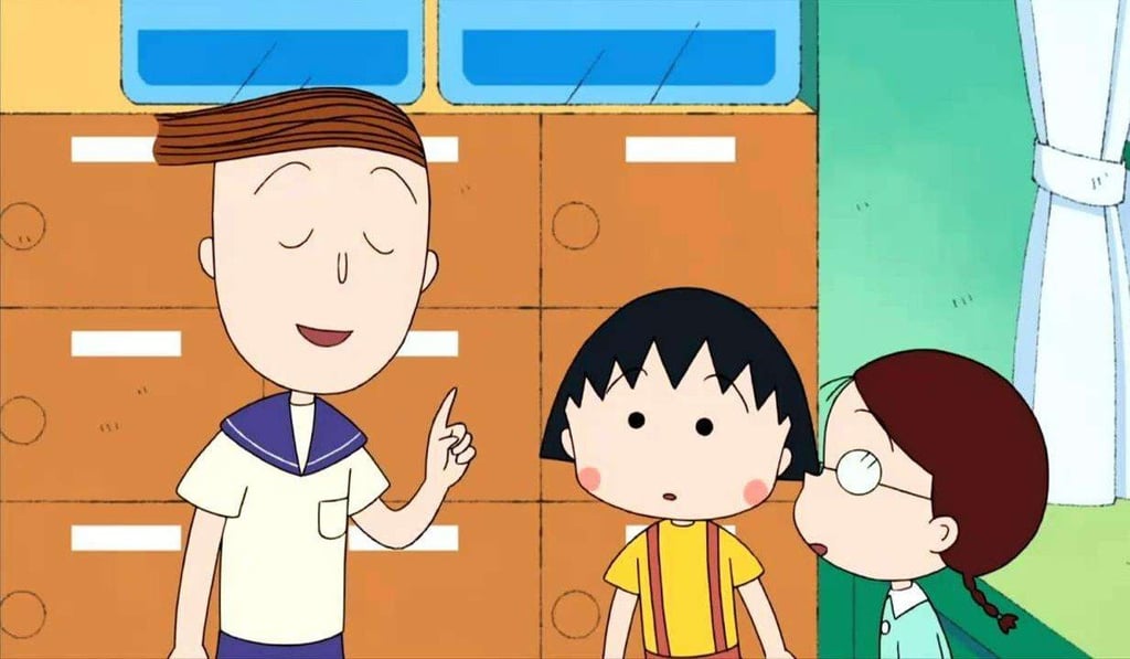 (Left to right) Maruko's classmate Kazuhiko Hanawa, Chibi Maruko-chan and her best friend Tamae Honami in the classroom. Photo: Baidu