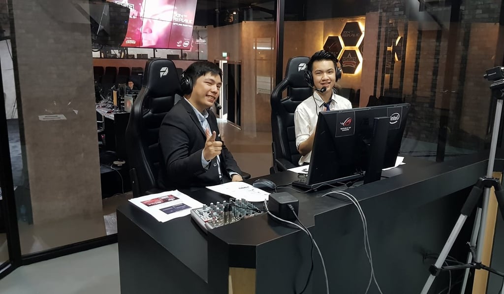 Aaron Chan (left) in the studio with his colleague. Photo: Handout