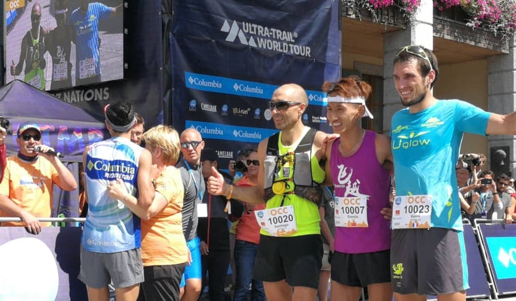 Jia Erenjia flanked by second placed Santiago Mezquita and Kevin Vermeulen. Jia Erenjia flanked by second placed Santiago Mezquita and Kevin Vermeulen.