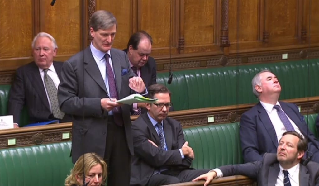Conservative politician Dominic Grieve (standing) speaking during a debate on the EU Withdrawl Bill in the House of Commons in London on December 13, 2017. Photo: AFP