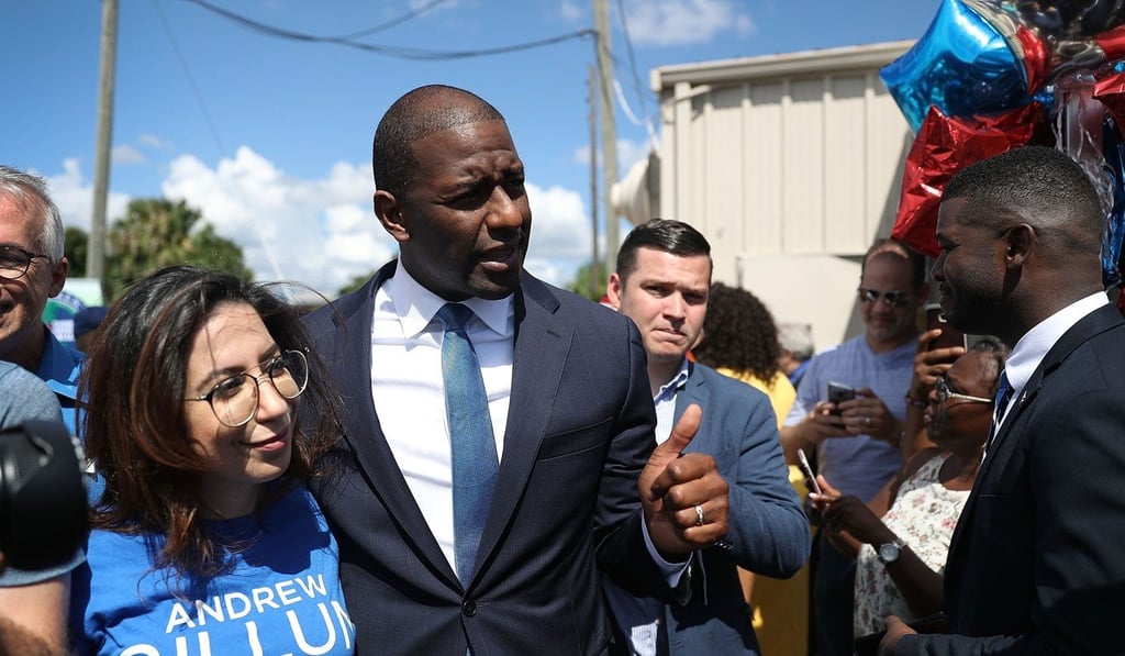 Gillum during a campaign rally on Friday in Orlando. Photo: AFP