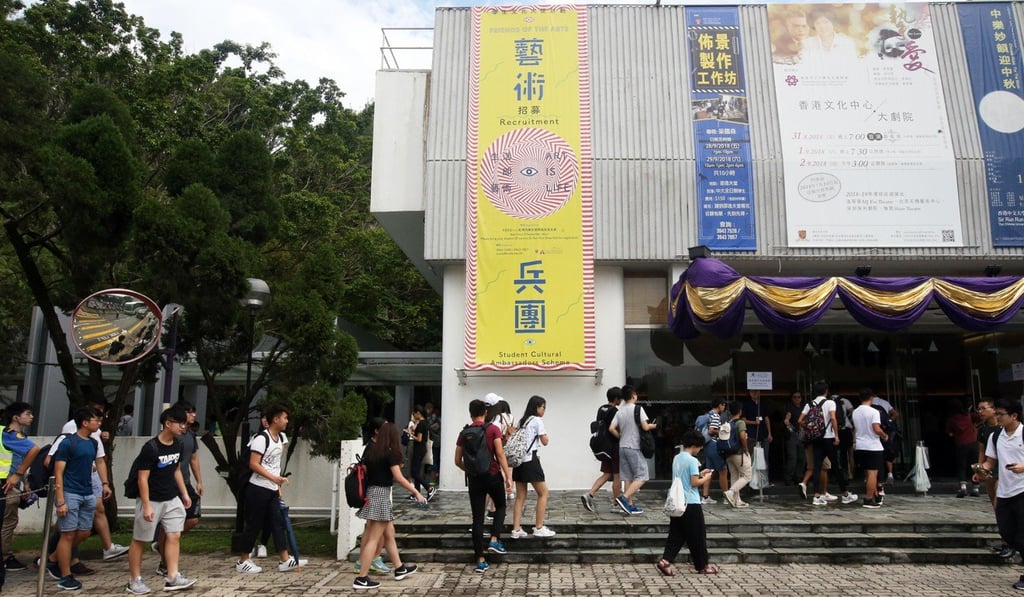 Students arrive at Chinese University’s inauguration ceremony on Monday. Photo: David Wong