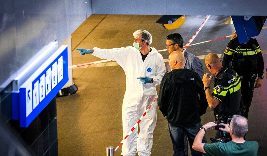 Police investigators at the scene of the stabbing in Amsterdam’s central railway station on Friday. Photo: EPA-EFE
