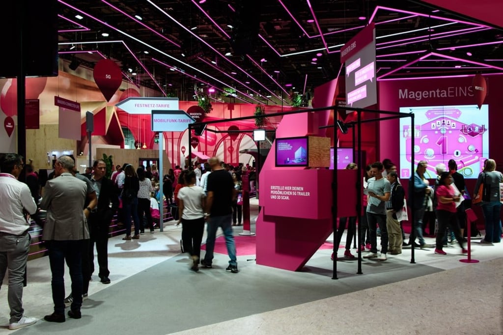The Telekom booth at the IFA show in Berlin. Photo: EPA The Telekom booth at the IFA show in Berlin. Photo: EPA