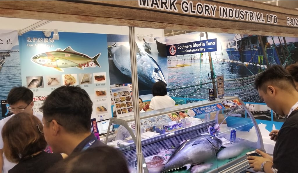 Southern bluefin tuna on show at Seafood Expo Asia in Hong Kong. The fish species is critically endangered. Southern bluefin tuna on show at Seafood Expo Asia in Hong Kong. The fish species is critically endangered.
