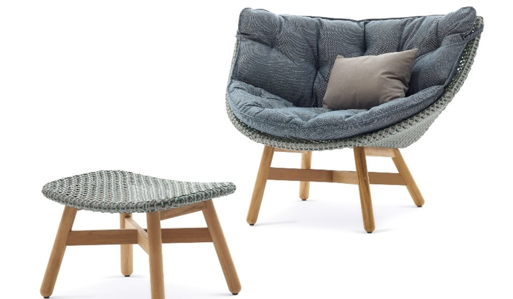 A stylish and durable MBRACE armchair and footstool by Sebastian Herkner, which is available from DEDON A stylish and durable MBRACE armchair and footstool by Sebastian Herkner, which is available from DEDON