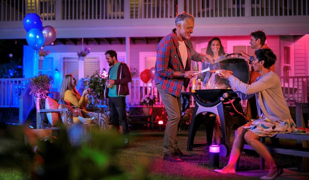 The new Philips Hue outdoor lighting allows you to control the brightness, colour and ambience whether home or away using mobile app-controls or voice commands. The new Philips Hue outdoor lighting allows you to control the brightness, colour and ambience whether home or away using mobile app-controls or voice commands.