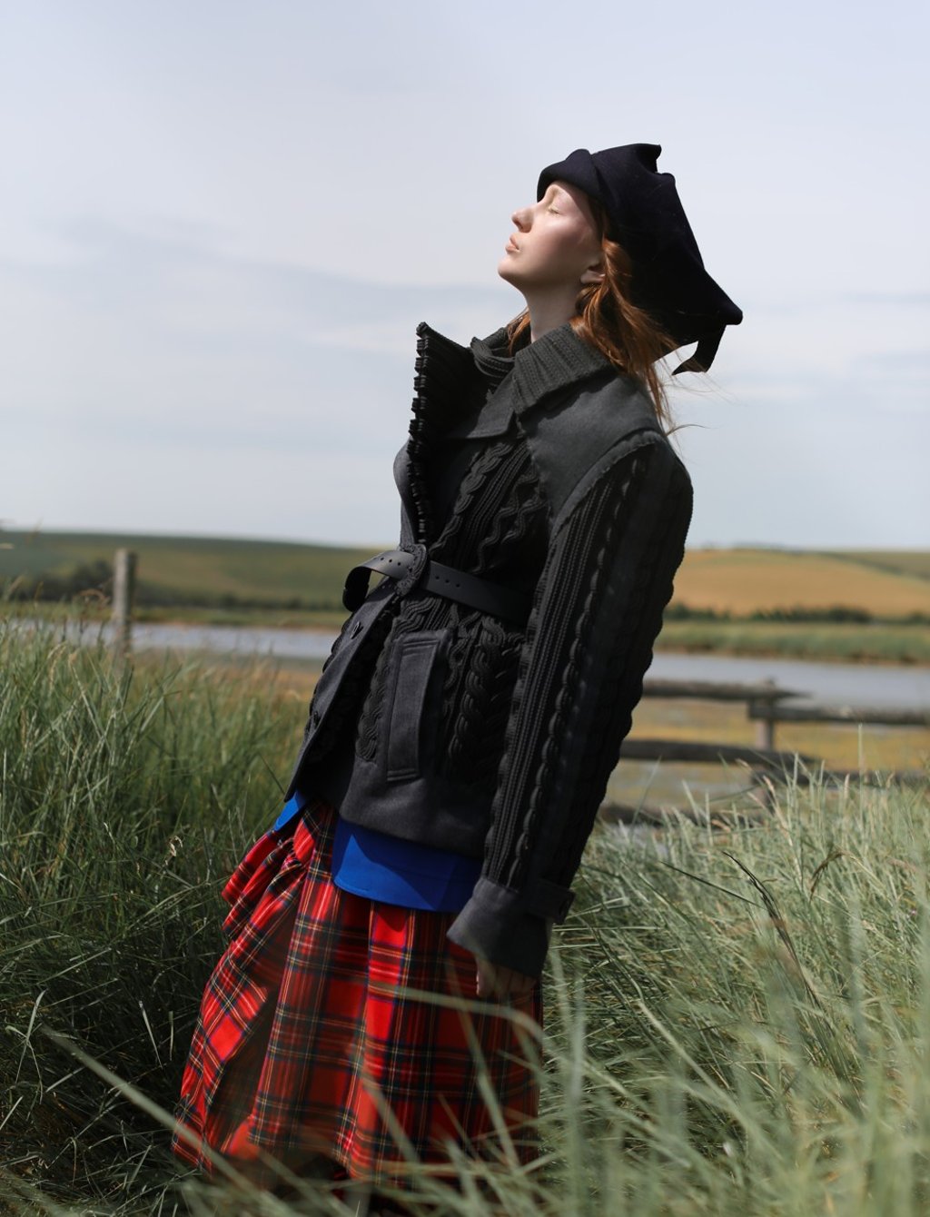Maison Margiela, hat, coat and jacket, price on request; Preen by Thornton Bregazzi from Matchesfashion.com, skirt, $6,518