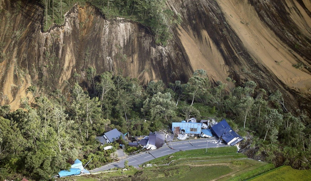 A landslide after an earthquake in Atsuma town, Hokkaido, northern Japan. Photo: AP A landslide after an earthquake in Atsuma town, Hokkaido, northern Japan. Photo: AP