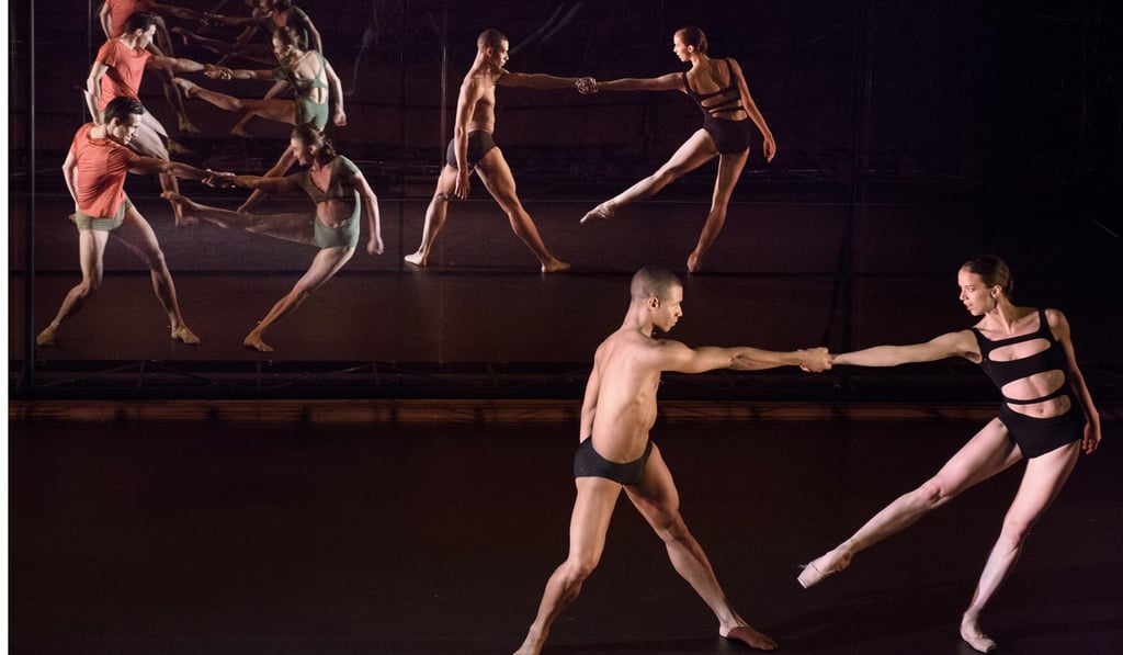 The free-form contemporary ballet ‘Tree of Codes’, performed by Company Wayne McGregor and guest artists, uses a kaleidoscopic landscape backdrop made from multiple mirror images. The free-form contemporary ballet ‘Tree of Codes’, performed by Company Wayne McGregor and guest artists, uses a kaleidoscopic landscape backdrop made from multiple mirror images.