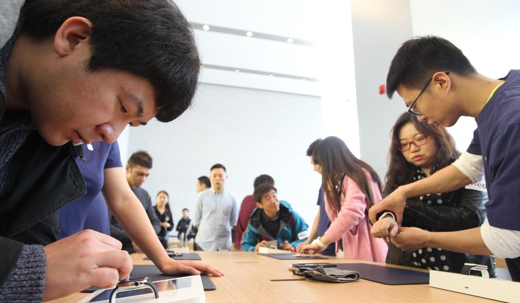 China’s middle class are often fans of iPhone, Google and Hollywood, and have aspirations for Western lifestyles. Photo: Simon Song