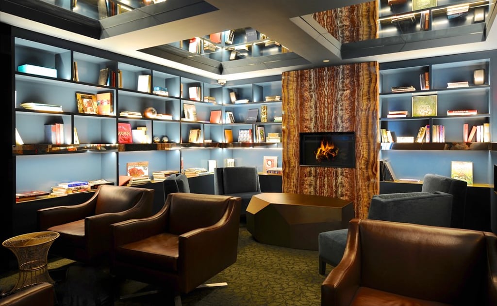 The library at Manhattan’s Park South Hotel