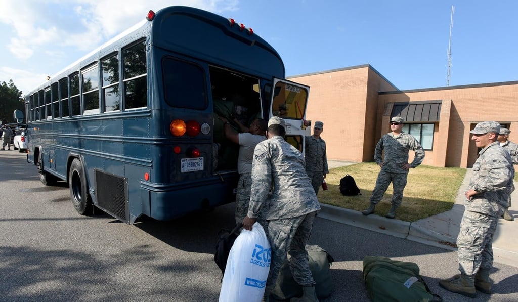 Members of the South Carolina Air National Guard prepare to deploy to support rescue efforts in advance of Hurricane Florence at McEntire Joint National Guard Base, South Carolina on Monday. Photo: US Air National Guard via Reuters