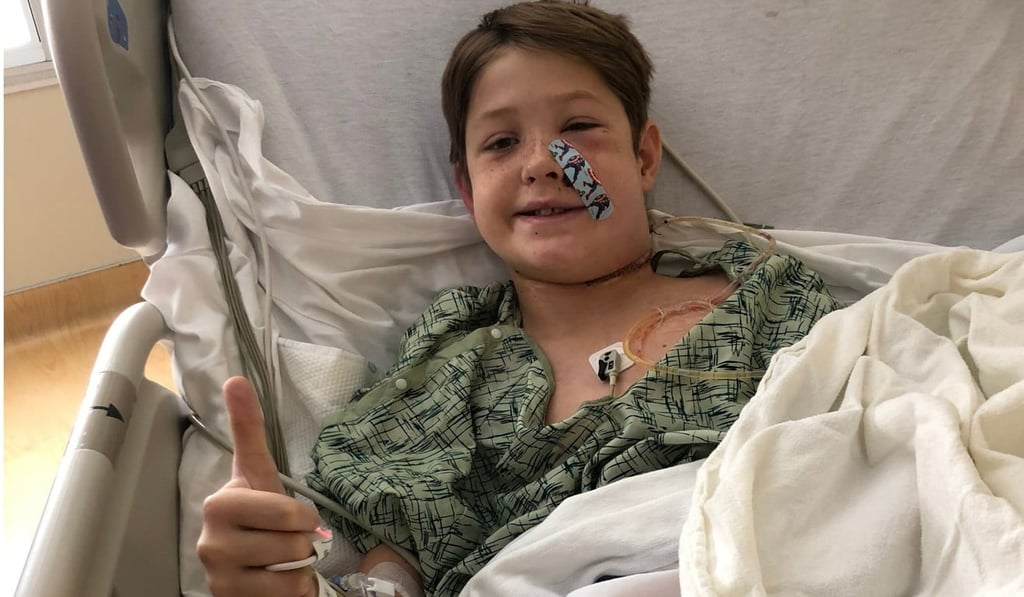 This image courtesy of Shannon Miller, shows Miller's stepson, Xavier Cunningham, 10, recovering at a hospital after surgery in Kansas City, Missouri. Photo: Agence France-Presse This image courtesy of Shannon Miller, shows Miller's stepson, Xavier Cunningham, 10, recovering at a hospital after surgery in Kansas City, Missouri. Photo: Agence France-Presse