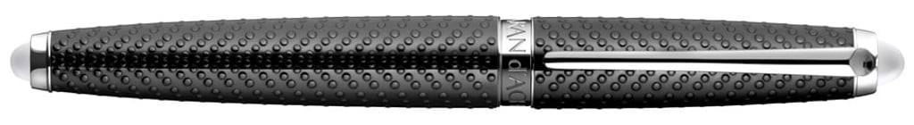 Caran d’Ache & Lalique. This black fountain pen, in a limited 999 pieces from the two brands’ collaboration, is dotted with black crystals. Made of black ceramic, it has silver-plated parts and a rhodium-coated finish. Price on request