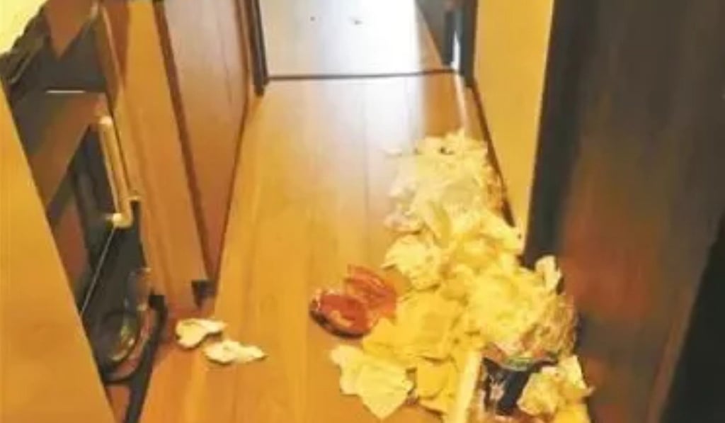 The trio left piles of rubbish after a five-day stay. Photo: Weibo