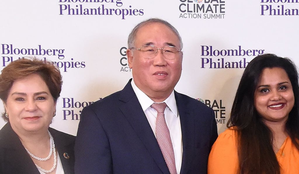 Co-chairs of the Global Climate Action Summit (from left): UN climate chief Patricia Espinosa, China’s special representative for climate change affairs Xie Zhenhua, and the UN secretary general’s envoy on youth Jayathma Wickramanayake. Photo: AFP Co-chairs of the Global Climate Action Summit (from left): UN climate chief Patricia Espinosa, China’s special representative for climate change affairs Xie Zhenhua, and the UN secretary general’s envoy on youth Jayathma Wickramanayake. Photo: AFP