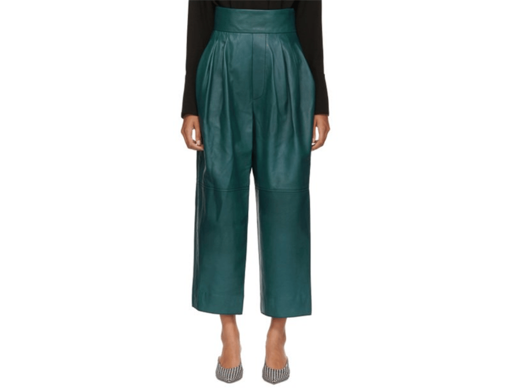 Marc Jacobs' wide-legged leather trousers should be approached with caution for anyone without a supermodel's slender figure. Picture: Twitter / @on_mkt