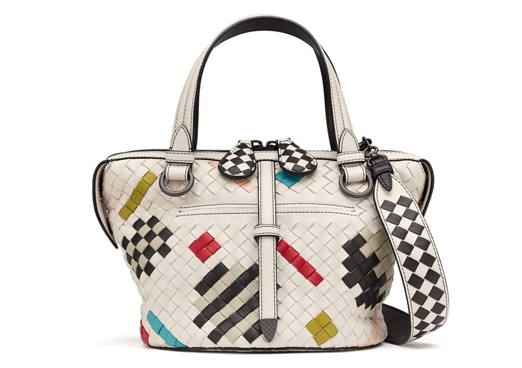Bottega Veneta. The Intrecciato Abstract Tambura bag is a zippered tote with cubes of different colours in its design. The geometric pattern is inspired by New York’s iconic and modern architecture, HK$24,200