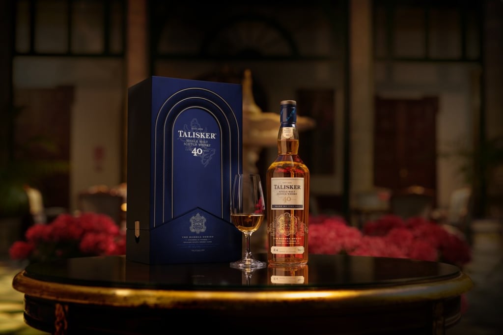 Barrels that were used to age sherry were used to make a new series of single malts, the Talisker Bodega Series. The 40-year-old single malt is finished for three to four months in the casks previously used to age Delgado Zuleta’s award-winning 40-year-old Amontillado.