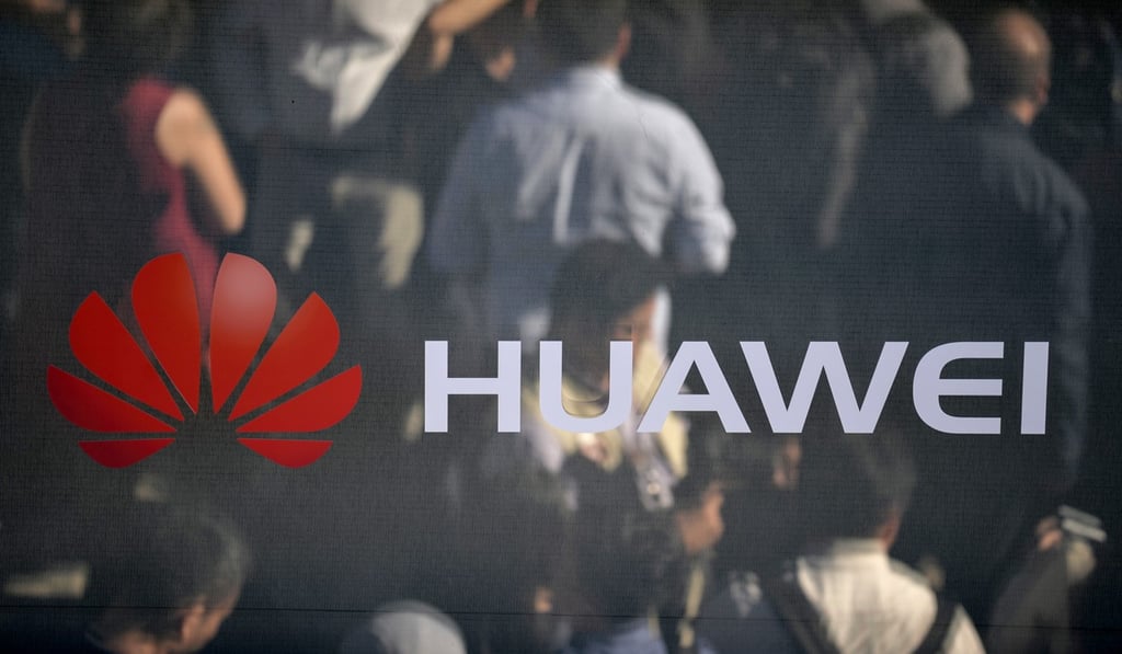 The Huawei logo on display during the official launch event for its Mate 10 smartphone series in Munich last October. Photo: EPA The Huawei logo on display during the official launch event for its Mate 10 smartphone series in Munich last October. Photo: EPA