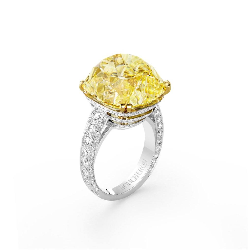 Boucheron 26 Vendome ring with a yellow diamond and 146 white round diamonds. Price: US$1.56 million Boucheron 26 Vendome ring with a yellow diamond and 146 white round diamonds. Price: US$1.56 million