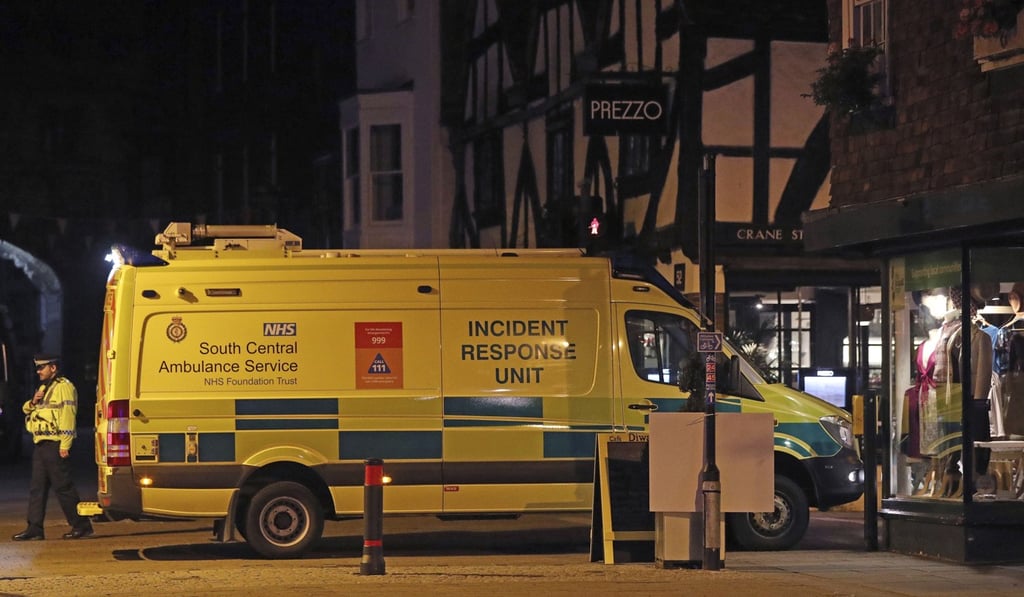 An emergency vehicle outside Prezzo restaurant in Salisbury on September 16, 2018. Photo: AP An emergency vehicle outside Prezzo restaurant in Salisbury on September 16, 2018. Photo: AP