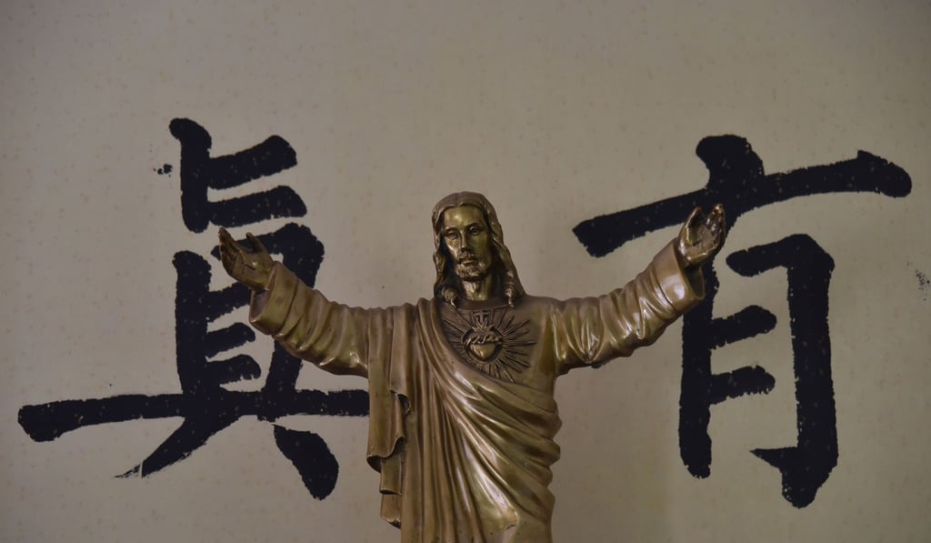 A statue of Jesus at the government-sanctioned Catholic cathedral in Jiaozuo, central Henan. Photo: AFP