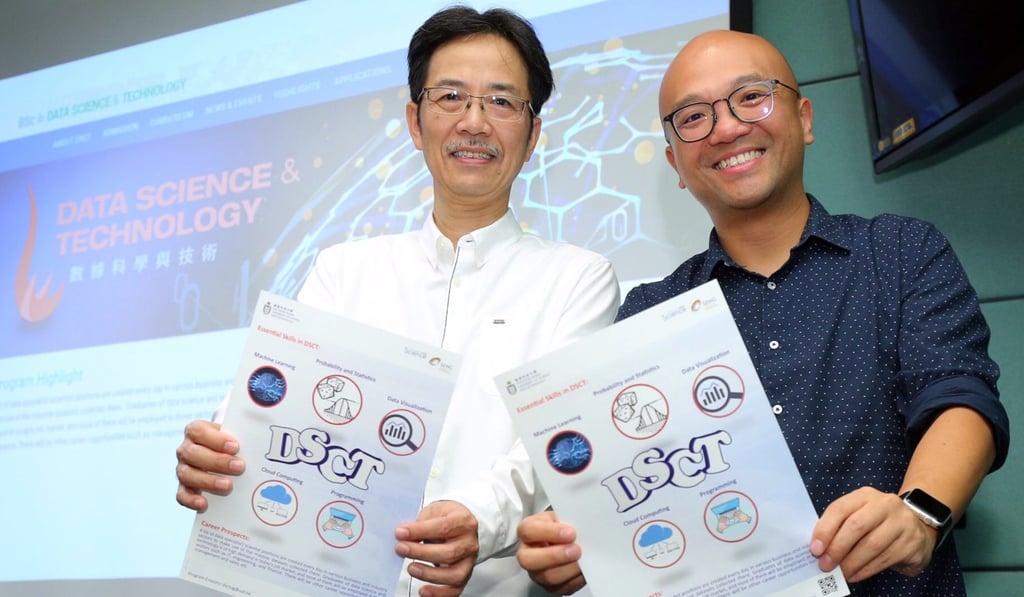 The course’s associate director Professor Wilfred Ng Siu-hung (pictured left, with colleague Professor Leung Shing-yu) said it was the first in the city to cater to undergraduates and to have a strong tech focus. Photo: Handout The course’s associate director Professor Wilfred Ng Siu-hung (pictured left, with colleague Professor Leung Shing-yu) said it was the first in the city to cater to undergraduates and to have a strong tech focus. Photo: Handout