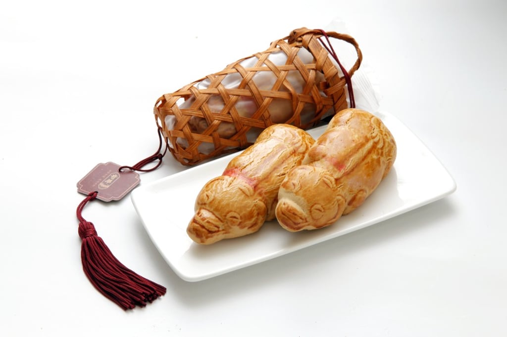 This little piggy came in a basket – a festive treat made by Kee Wah bakery