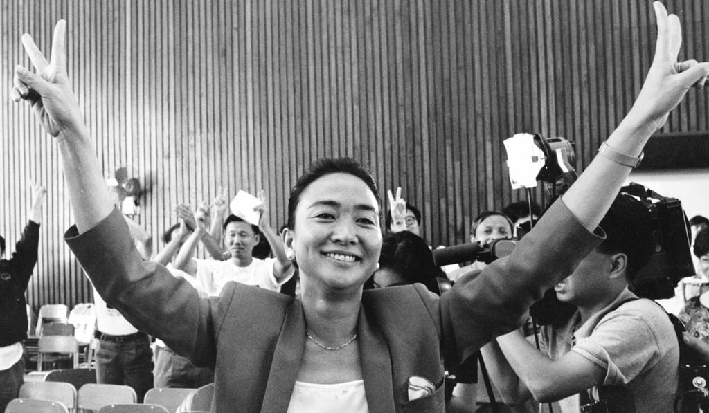 Emily Lau Wai-hing wins a seat in the first direct elections to the Legislative Council in 1991. Photo: Billy Ho
