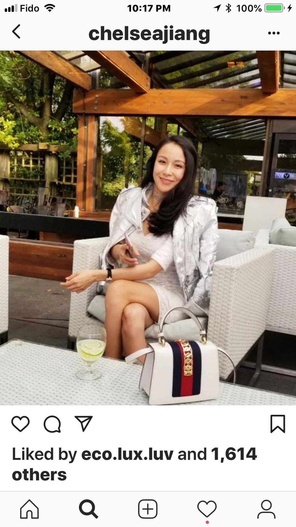 Instagram post of Jiang wearing an Alexander McQueen jacket of which only five were available to buy in Canada.