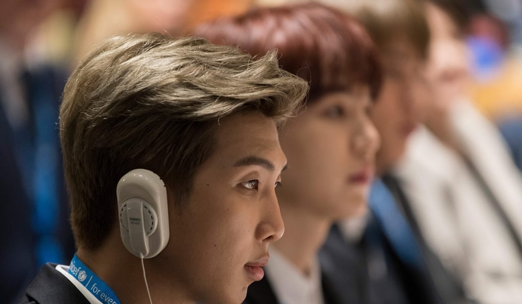K-Pop sensations BTS brought their star power to the United Nations. Photo: Mark Garten/AFP K-Pop sensations BTS brought their star power to the United Nations. Photo: Mark Garten/AFP