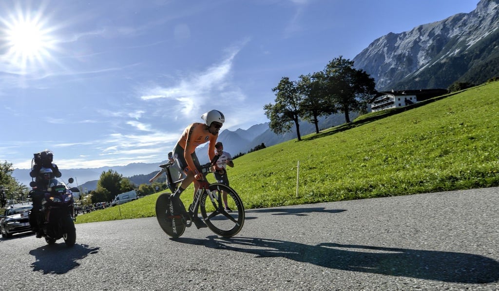 Tom Dumoulin competes in the men's individual time trial between Rattenberg and Innsbruck in Austria. Photo: AFP