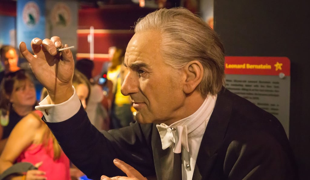 A waxwork figure of American composer, conductor, author, music lecturer, and pianist Leonard Bernstein at Madame Tussauds in New York. Photo: Shutterstock