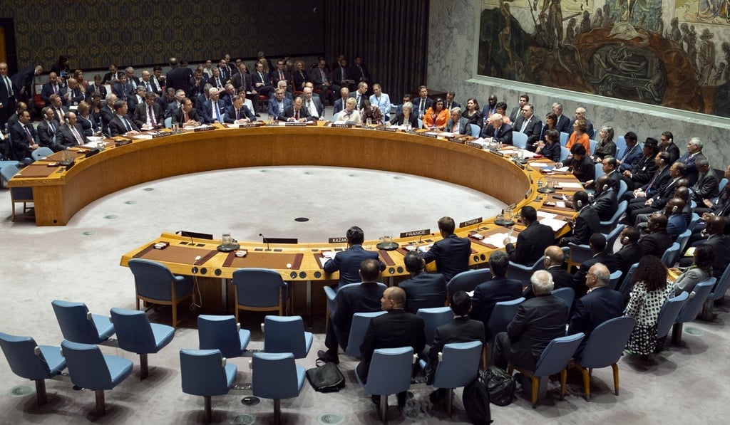 The United Nations Security Council meeting on Wednesday. Photo: AP The United Nations Security Council meeting on Wednesday. Photo: AP