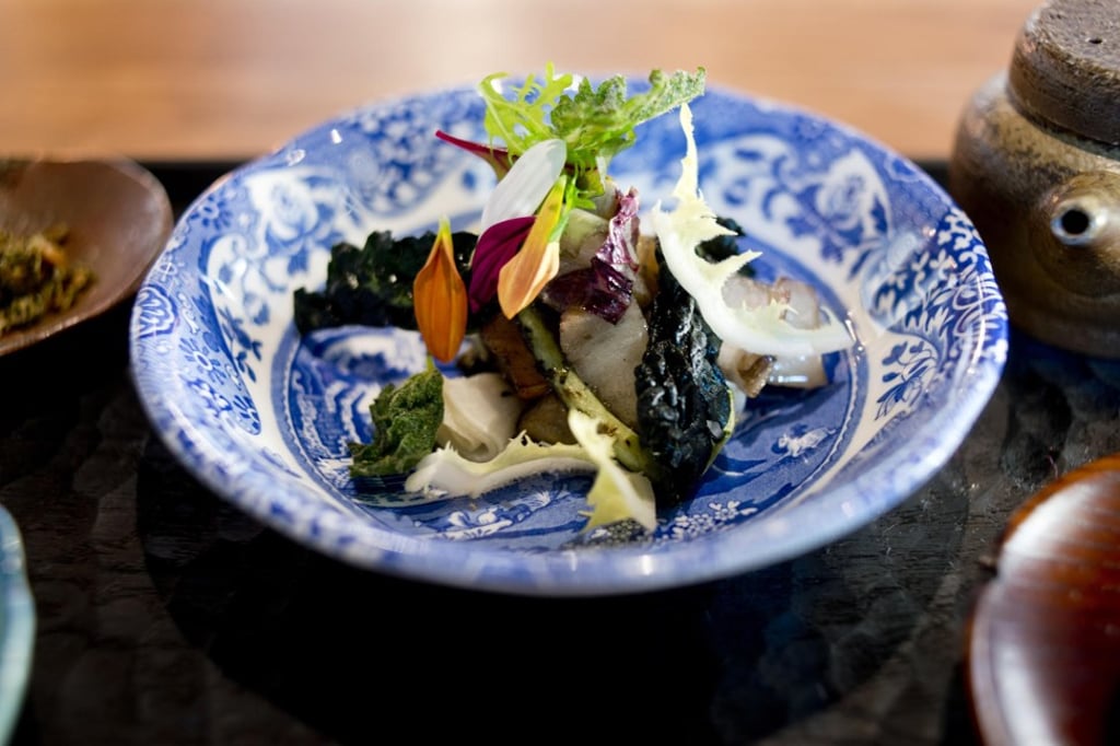 Björn Frantzén's ‘bitter and pickled greens’ dish consists of 20 different types of vegetable that are either roasted, pickled or deep-fried. Photo: Alex Ang