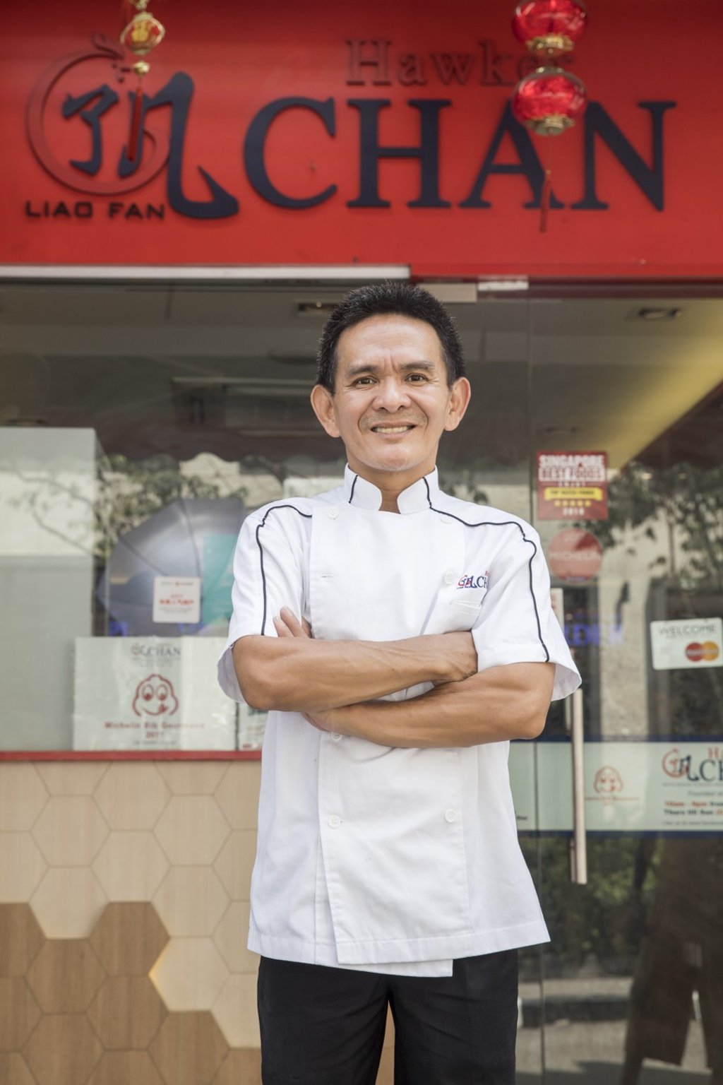 Chef Chan Hon Meng, who has earned a Michelin star for his street food, outside Liao Fan Hawker Chan restaurant in Singapore. Chef Chan Hon Meng, who has earned a Michelin star for his street food, outside Liao Fan Hawker Chan restaurant in Singapore.