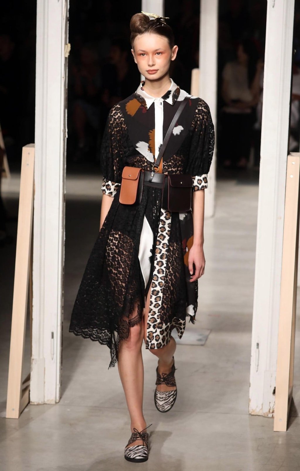 Antonio Marras uses animal prints mixed with feminine lace at Milan Fashion Week 2018. Photo: EPA