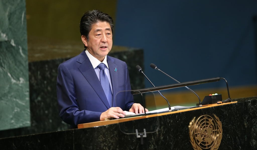Japanese Prime Minister Shinzo Abe addresses the General Debate of the 73rd session of the United Nations General Assembly at the UN headquarters in New York on September 25, 2018. Photo: Xinhua