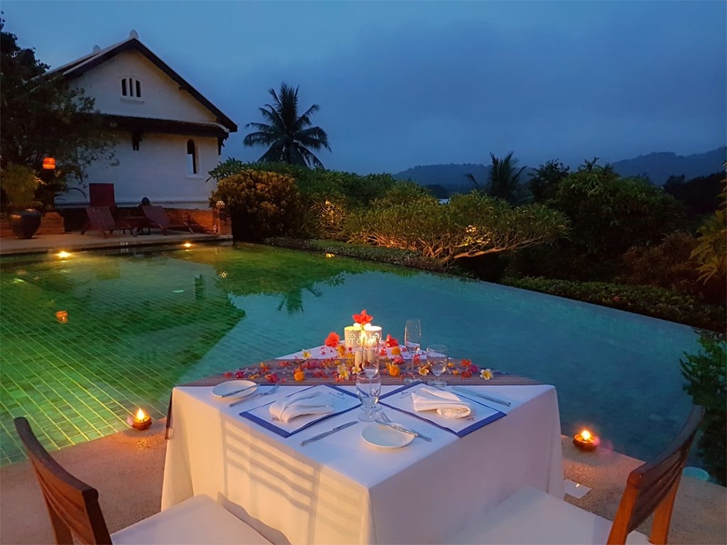 You can enjoy fine private dining at the Belmond La Résidence Phou Vao.