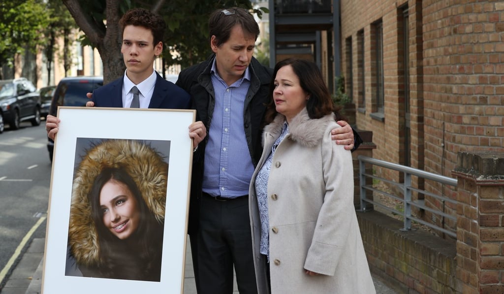 Nadim and Tanya Ednan-Laperouse, with their son Alex, outside West London Coroners Court. Photo: AP Nadim and Tanya Ednan-Laperouse, with their son Alex, outside West London Coroners Court. Photo: AP