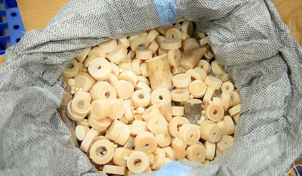 Products made from ivory seized by customs officials in Hanoi. Photo: AFP