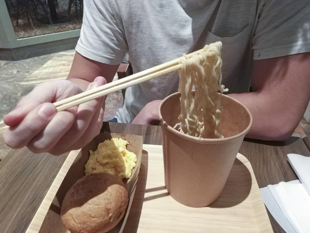 The instant noodles and satay pork dish. Photo: SCMP