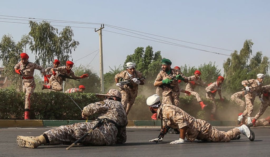 Moments after the attack on the military parade in Ahvaz, Iran. Photo: AFP