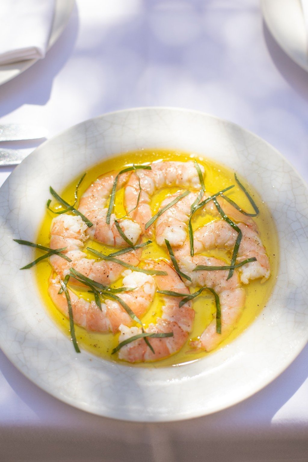 Warm prawns at La Petite Maison