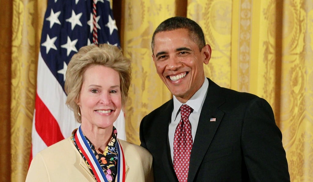 Former US president Barack Obama in 2013 after presenting the National Medal of Technology and Innovation to Frances Arnold, one of the three researchers to win the 2018 Nobel Prize in Chemistry. Photo: Reuters